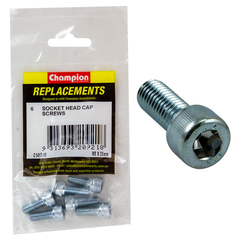 M8 X 20MM SOCKET HEAD CAP SCREWS - 6PK Default Title