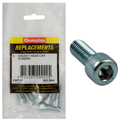 M8 X 25MM SOCKET HEAD CAP SCREWS - 6PK Default Title