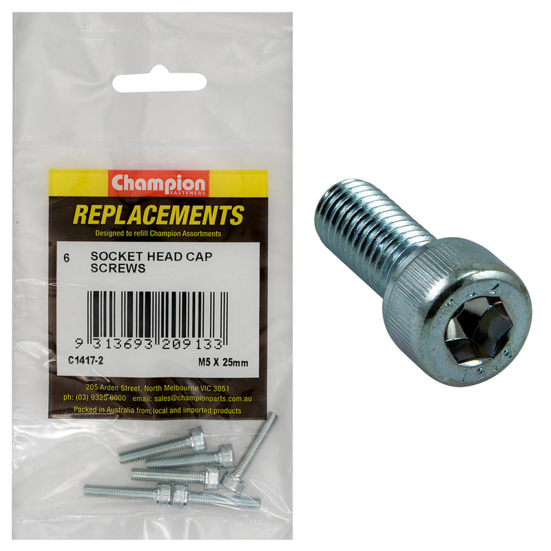 M5 X 25MM SOCKET HEAD CAP SCREWS - 6PK Default Title