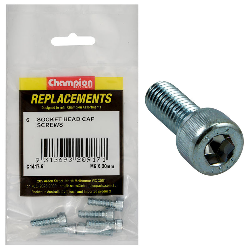 M6 X 20MM SOCKET HEAD CAP SCREWS - 6PK Default Title