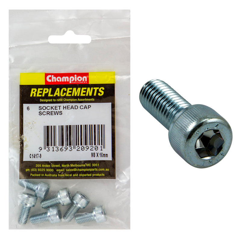 M8 X 16MM SOCKET HEAD CAP SCREWS - 6PK Default Title