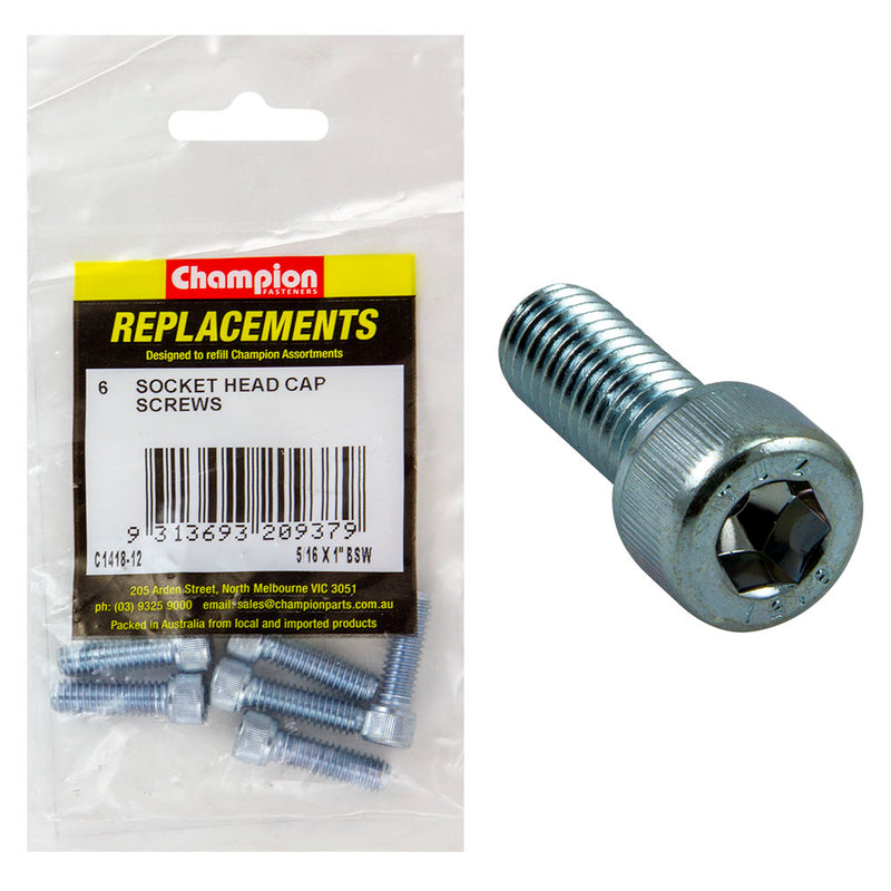 Champion 5/16in x 1in BSW Socket Head Cap Screw -6pk Default Title