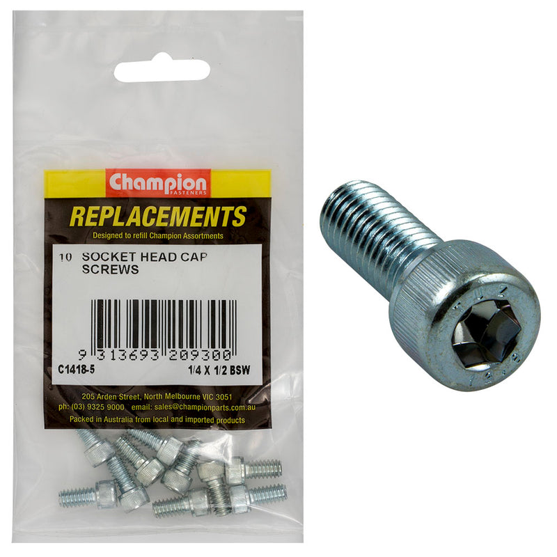 Champion 1/4in x 1/2in BSW Socket Head Cap Screw -10pk Default Title