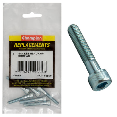 Champion 1/4in x 1-1/2in BSW Socket Head Cap Screw -6pk Default Title