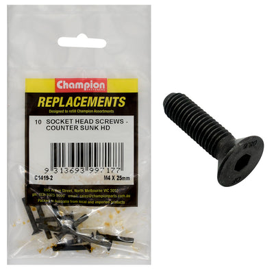 Champion M4 x 25mm C/Sunk Socket Head Cap Screw -10pk Default Title