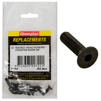 Champion M6 x 20mm C/Sunk Socket Head Cap Screw -10pk Default Title