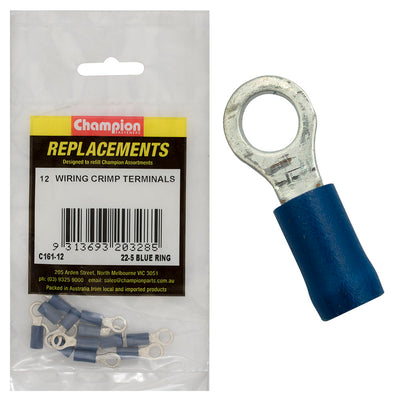 Champion 5/32in / 4mm Blue Ring Terminal -12pk Default Title