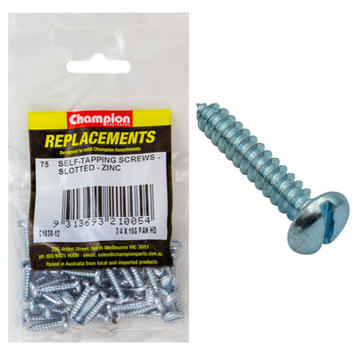 Champion 10G x 3/4in S/Tapping Screw Pan Head Slot -75pk Default Title