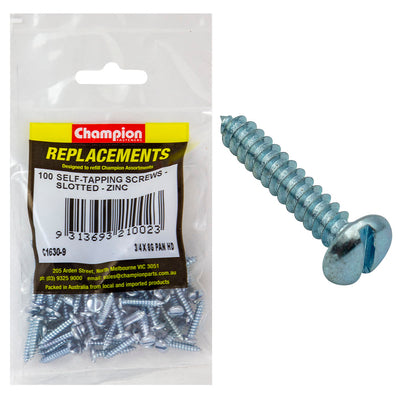 Champion 8G x 3/4in S/Tapping Screw Pan Head Slot -100pk Default Title