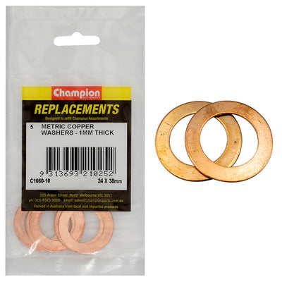 Champion M24 x 38mm x 1.0mm Copper Washer -5pk Default Title