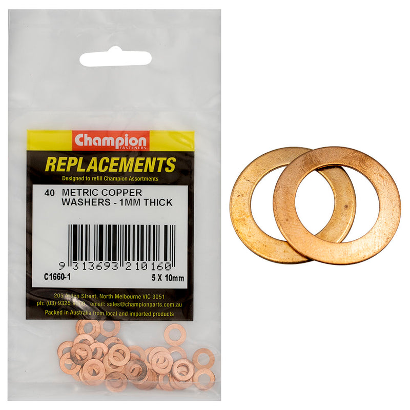 Champion M5 x 10mm x 1.0mm Copper Washer -40pk Default Title