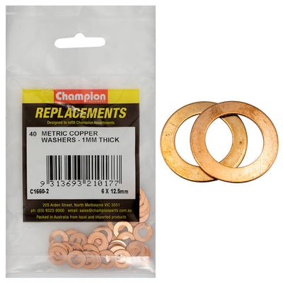 Champion M6 x 12.5mm x 1.0mm Copper Washer -40pk Default Title