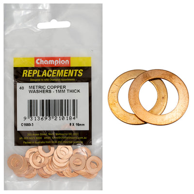 Champion M8 x 16mm x 1.0mm Copper Washer -40pk Default Title