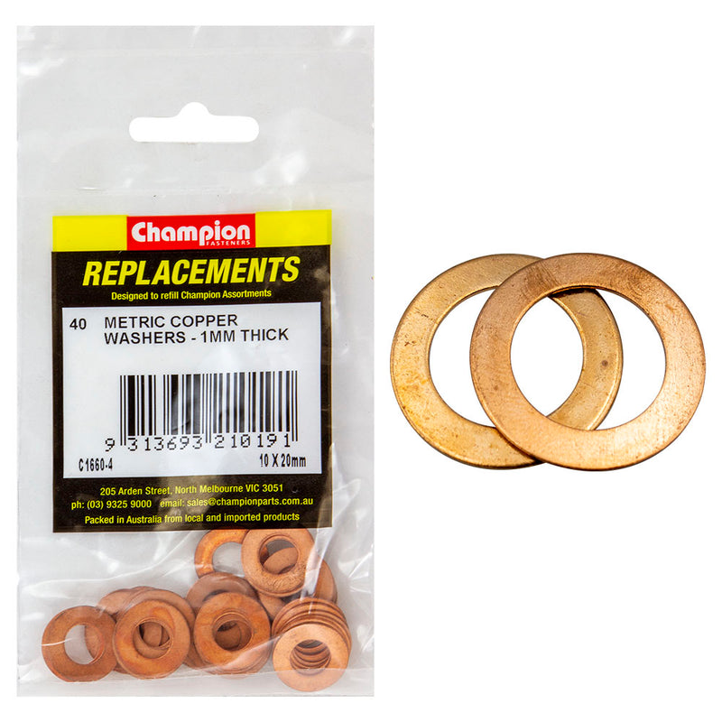 Champion M10 x 20mm x 1.0mm Copper Washer -40pk Default Title