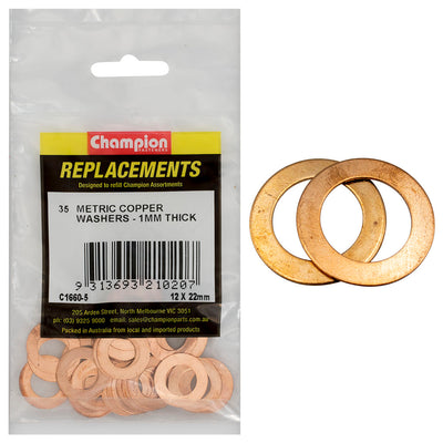 Champion M12 x 22mm x 1.0mm Copper Washer -35pk Default Title