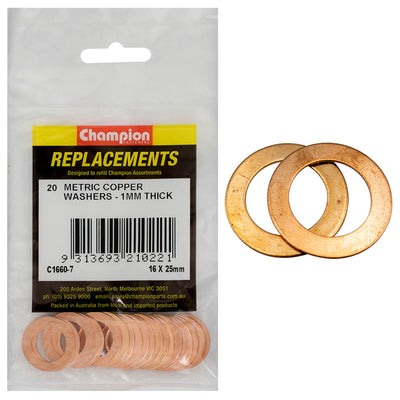 Champion M16 x 25mm x 1.0mm Copper Washer -20pk Default Title