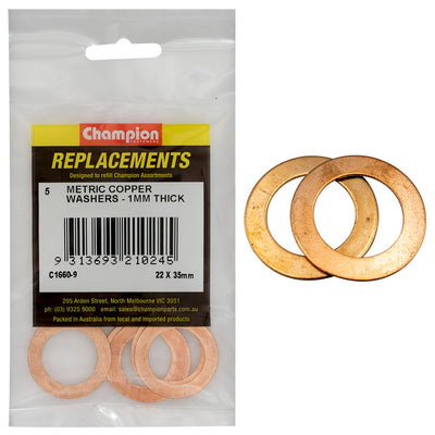 Champion M22 x 35mm x 1.0mm Copper Washer -5pk Default Title