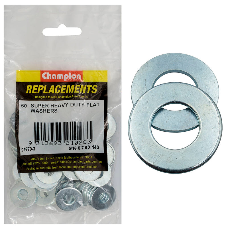 5/16 X 7/8IN X 14G SUPER H/DUTY FLAT STEEL WASHER Default Title