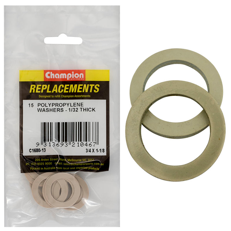 3/4IN X 1-1/8IN X 1/32IN POLYPROPYLENE WASHERS Default Title