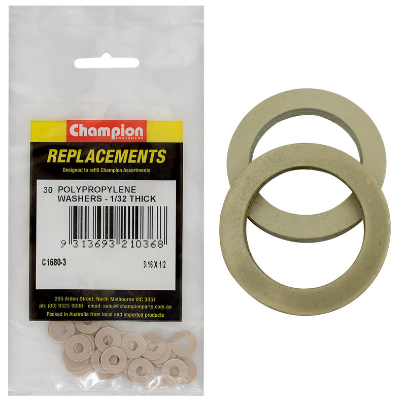 3/16IN X 1/2IN X 1/32IN POLYPROPYLENE WASHERS Default Title