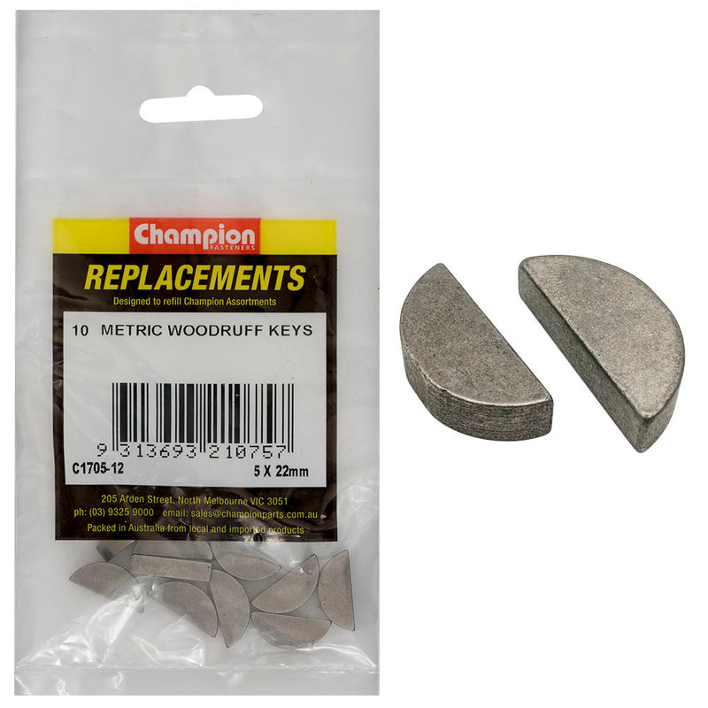 Champion 5 x 22mm Metric Woodruff Keys -10pk Default Title