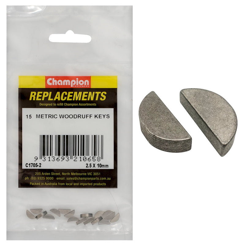 Champion 2.5 x 10mm Metric Woodruff Keys -15pk Default Title