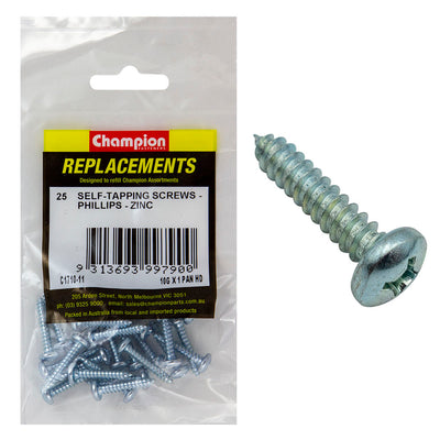 10G X 1IN S/TAPPING SCREW PAN HEAD PHILLIPS (Zn) Default Title
