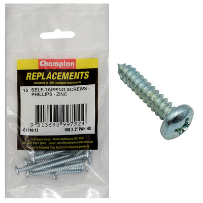 10G X 2IN S/TAPPING SCREW PAN HEAD PHILLIPS (Zn) Default Title