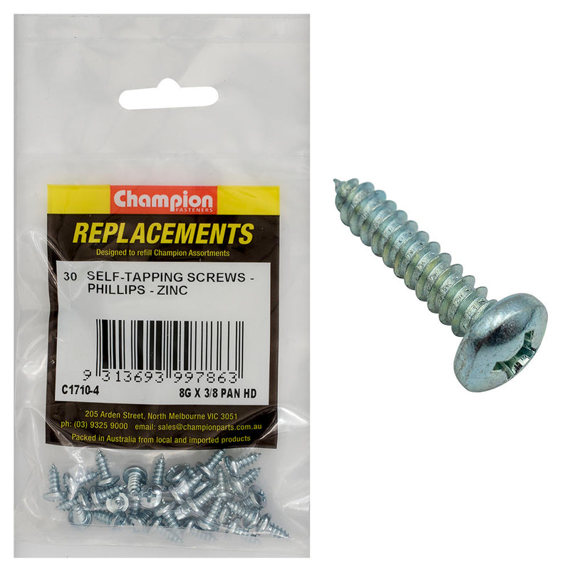 8G X 3/8IN S/TAPPING SCREW PAN HEAD PHILLIPS (Zn) Default Title