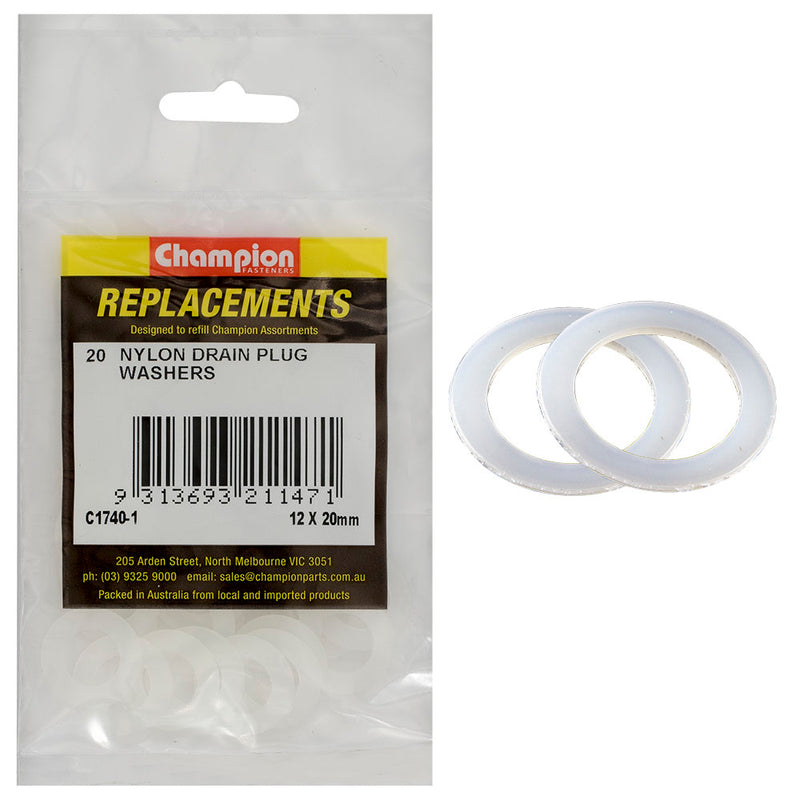 Champion M12 x 22mm x 1.0mm Nylon Washer -20pk Default Title