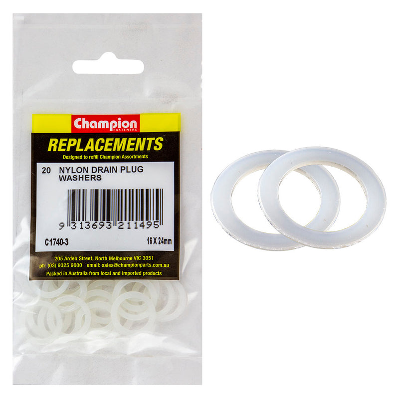 Champion M16 x 24mm x 1.0mm Nylon Washer -20pk Default Title