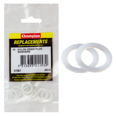 Champion 0.530in x 3/4in x 1/32in Nylon Washer -10pk Default Title