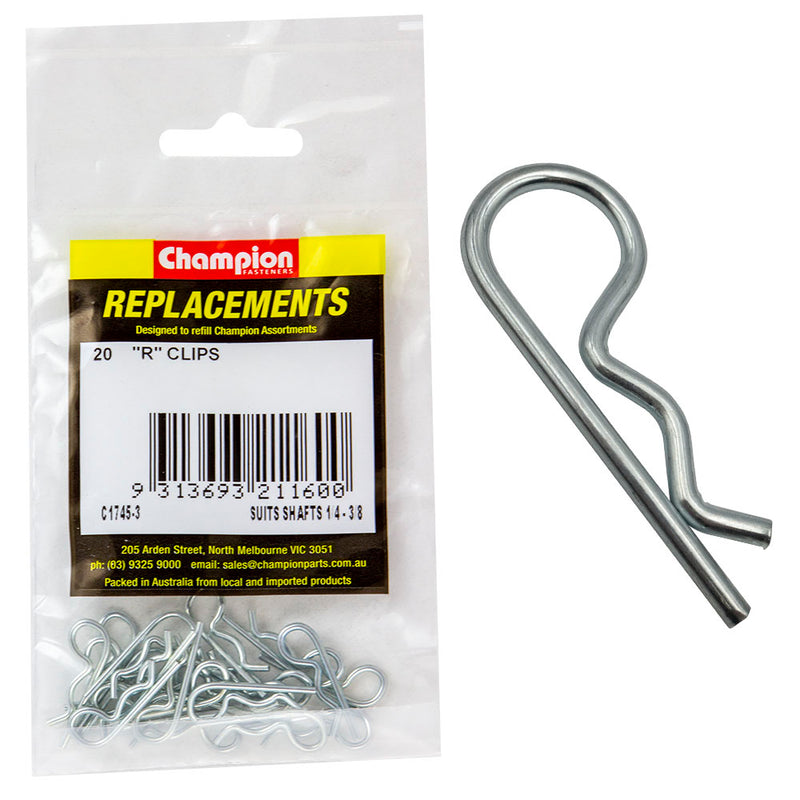 Champion R-Clip To Suit 1/4in To 3/8in Shaft Dia. -20pk Default Title