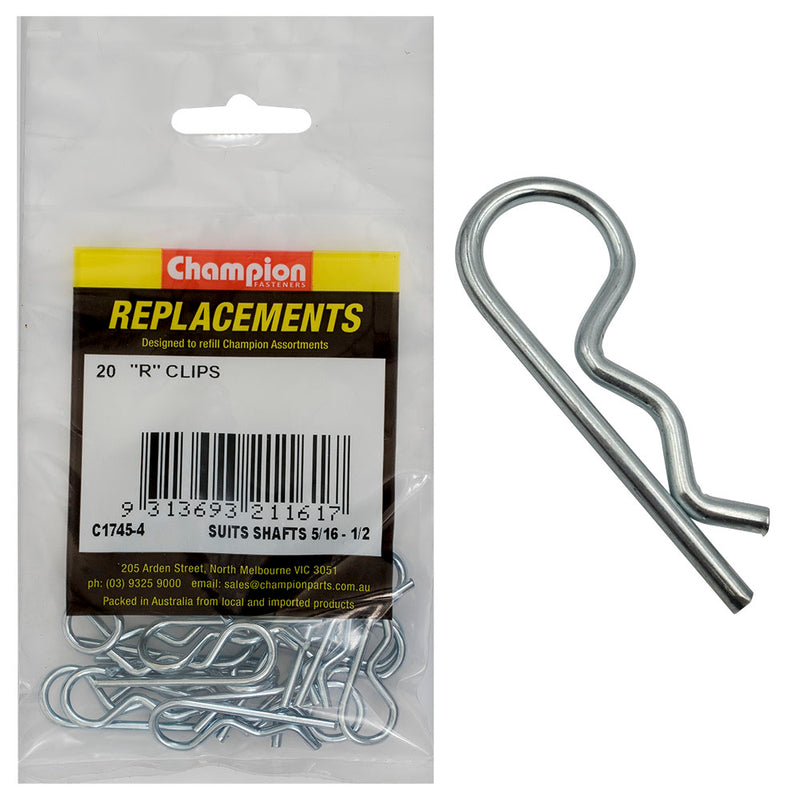 Champion R-Clip To Suit 5/16in To 1/2in Shaft Dia. -20pk Default Title