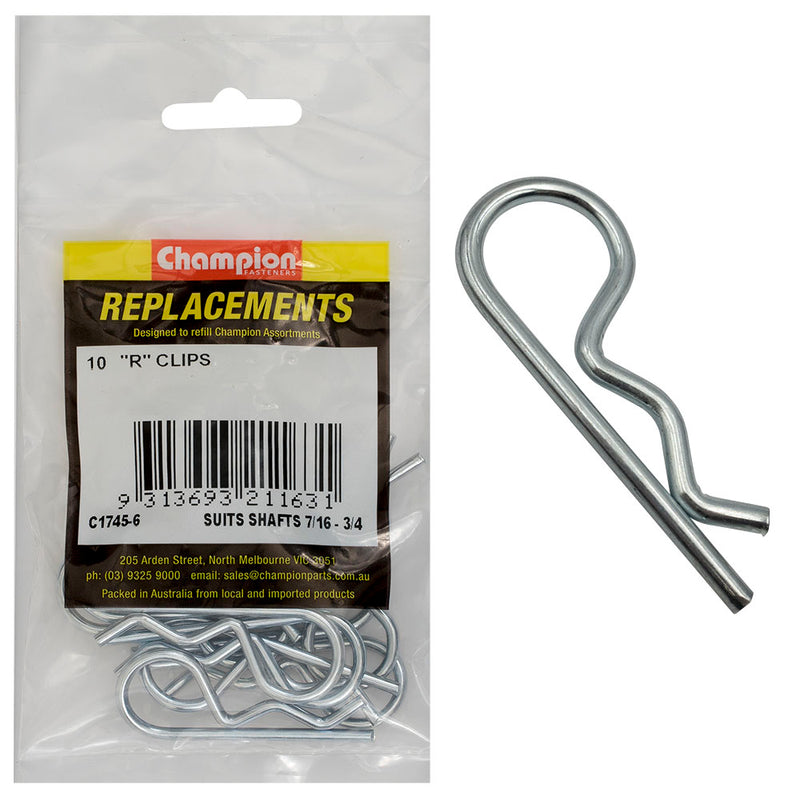 Champion R-Clip To Suit 7/16in To 3/4in Shaft Dia. -10pk Default Title