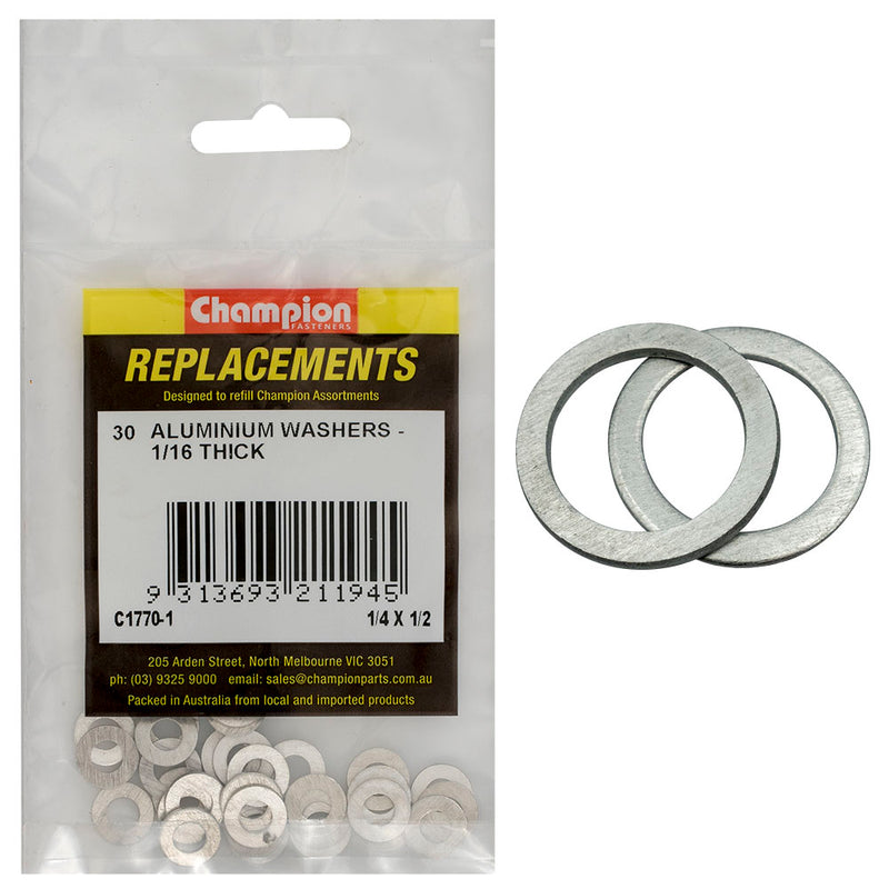 Champion 1/4in x 1/2in x 1/16in Aluminium Washer -30pk Default Title