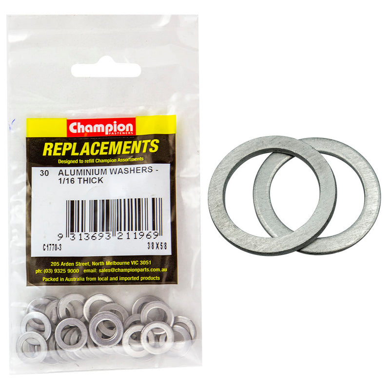 Champion 3/8in x 5/8in x 1/16in Aluminium Washer -30pk Default Title