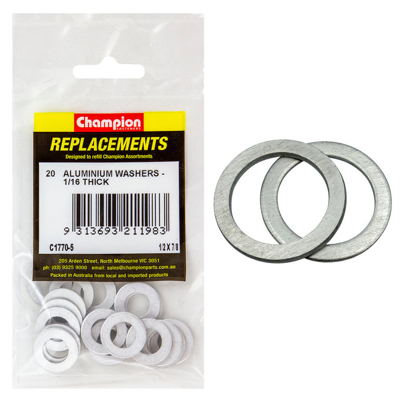 Champion 1/2in x 7/8in x 1/16in Aluminium Washer -20pk Default Title