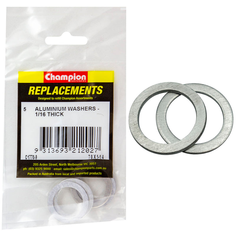 Champion 7/8in x 1-1/4in x 1/16in Aluminium Washer -5pk Default Title