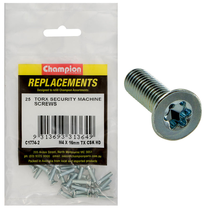 Champion M4 x 16mm Machine Screw -Csk -Tx -25pk Default Title