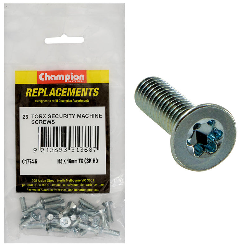 Champion M5 x 16mm Machine Screw -Csk -Tx -25pk Default Title