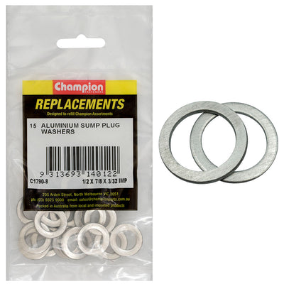 Champion 1/2in x 7/8in x 3/32in Aluminium Washer -15pk Default Title