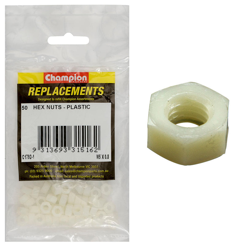 Champion M5 x 0.8 Hex Nut -Nylon -50pk Default Title