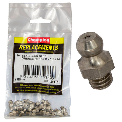Champion Grease Nipple Stainless M6 x 1.00 Str 316/A4 -20pk Default Title