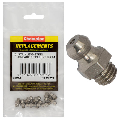 GREASE NIPPLE STAINLESS 1/4IN BSF STR 316/A4 Default Title