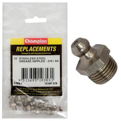 GREASE NIPPLE STAINLESS 1/8IN NPT STR 316/A4 Default Title