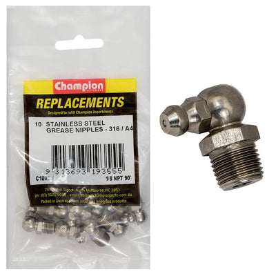 GREASE NIPPLE STAINLESS 1/8IN NPT 90DEG. 316/A4 Default Title