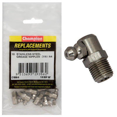 Champion Grease Nipple Stainless 1/8in BSP 90Deg.316/A4-10pk Default Title