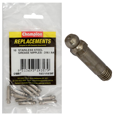 GREASE NIPPLE STAINLESS 1/4IN X 1-1/4IN NF 316/A4 Default Title