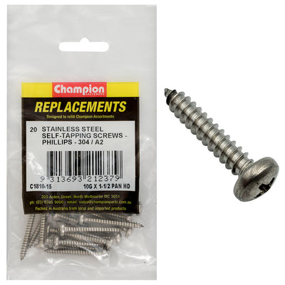 10G X 1-1/2IN S/TAPPING SCREW PAN HD PHILLIPS Default Title